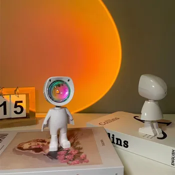 USB 360 ° проектор sunset Лампа Robot Led Перезаряжаемые атмосферные лампы Rainbow Sunset Red Selfie Light Светильники для украшения спальни