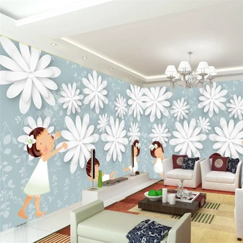 beibehang Индивидуальные 3D обои для детской комнаты, обои с прозрачными цветами, декоративная роспись, 3D обои