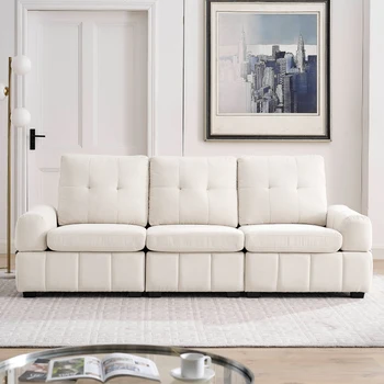 Современный ворсистый диван в гостиной с местом для хранения, диван-футон с высокой спинкой, обитый тканью, для квартиры, общежития, приемной