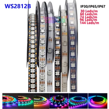 1 м/3 м/5 м WS2812B Smart Pixels Светодиодная лента с индивидуальным адресом 30/60/144 светодиодов/м 5050 RGB WS2812 Светодиодная лента Лампа IP30/65/67 DC5V