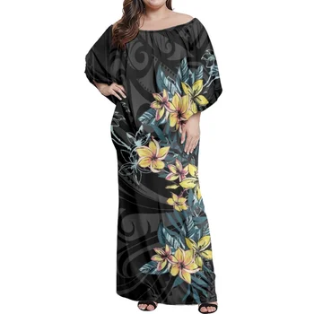 Модное элегантное платье для девочек с открытыми плечами, праздничное платье с полинезийским племенным принтом, Летняя Женская Повседневная домашняя одежда на заказ