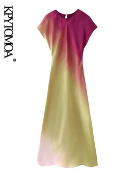 KPYTOMOA, женское модное мини-платье с принтом в виде галстука-красителя, Винтажные женские платья с круглым вырезом и коротким рукавом, Vestidos Mujer