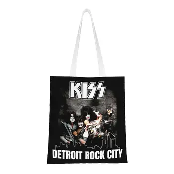 Хоровая рок-хэви-метал группа Kiss, сумки для покупок, женские милые холщовые сумки для покупок, сумки через плечо, сумки большой емкости