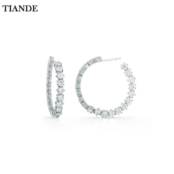 TIANDE, позолоченные большие серьги-кольца для женщин, модный пирсинг, Изысканные серьги-гвоздики неправильной формы с цирконием, 2023, Ювелирные изделия Оптом