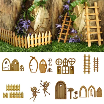 3D Деревянная сказочная дверь, Миниатюрный кукольный домик, поделки своими руками, украшения для сада, Самодельная сборка, декор миниатюрного кукольного дома