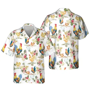 Мужские рубашки Jumeast с цветочной фермой, курицей, племенным животным, ослом, енотом, Гавайскими пляжными блузками, пальмой, милой собачкой, молодежной одеждой