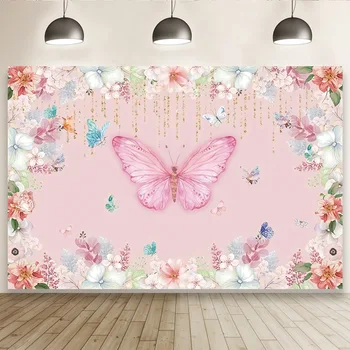Баннер с бабочкой на день рождения девушки, фон для свадебной вечеринки, баннер для фотосъемки принцессы в душе ребенка, настенные украшения для стен
