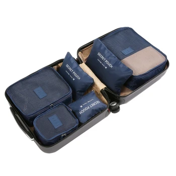 6 шт./компл. Сумки для хранения багажа большой емкости для упаковки одежды Cube, нижнего белья, косметики, органайзера для путешествий, сумки для туалетных принадлежностей