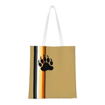 Флаг гей-медведя с лапой GLBT, сумка для покупок из бакалейных товаров, холщовые сумки через плечо с забавным принтом, сумка для ЛГБТ-лесбиянок большой емкости