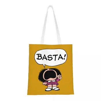 Сумки для покупок Mafalda Basta из бакалеи, холщовая сумка-тоут для покупок, большая вместимость, прочная сумка из мультфильма Quino Argentina
