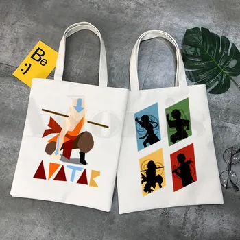 Аватар: Последний Покоритель Воздуха Аанг и Аппа, сумки для покупок с хипстерским мультяшным принтом в стиле аниме, модная повседневная сумка для девочек Pacakge, ручная сумка