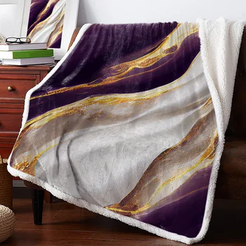 Текстура мрамора фиолетового цвета, зимнее теплое кашемировое одеяло для кровати, шерстяные одеяла для офиса, покрывало