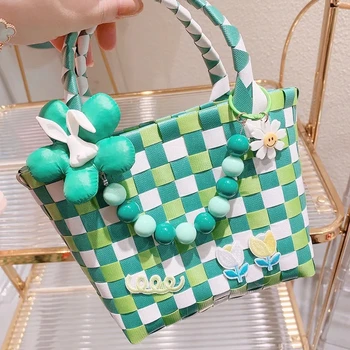 Красочные Весенне-летние Новые Тканые сумки для пикника ручной работы с цветочным рисунком кролика