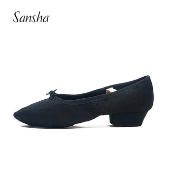 Sansha/ лидер продаж; парусиновые балетки на каблуке; Профессиональная обувь для джазовых танцев Сальсы TE5C