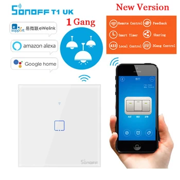 Sonoff T1 1 Банда Smart WiFi Wall Touch 433 RF 86 Тип Британский Выключатель Света Модуль Автоматизации Умного Дома Пульт Дистанционного Управления Smart Switch