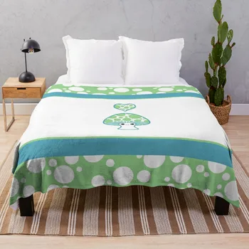 Зеленый гриб в горошек для диванного мехового одеяла полинезийского дизайна