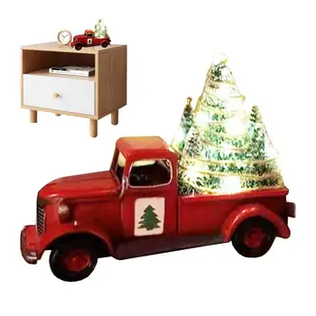 Рождественский декор Красного фермерского грузовика Christmas Red Truck Craft Красный пикап с рождественскими елками Для праздничного оформления домашнего стола