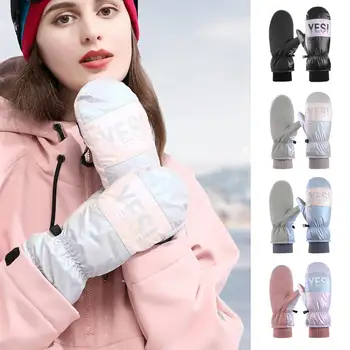 1 Пара женских варежек, Ветрозащитные водонепроницаемые варежки, Дышащие противоскользящие зимние перчатки, Доступны утолщенные Лыжные перчатки с сенсорным экраном.