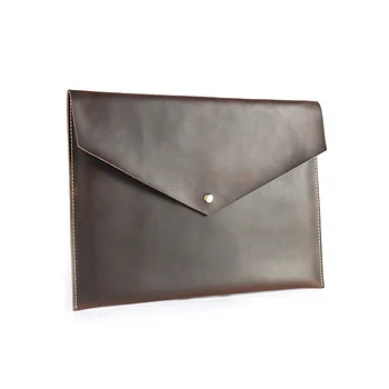 Тонкая сумка-клатч из натуральной кожи, защитный чехол для Ipad формата А4, легкая сумка для деловых файлов и документов, черно-коричневый чехол для Ipad