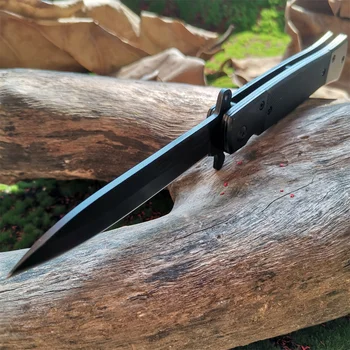 Популярный классический складной нож с острым лезвием из нержавеющей стали и черной рукояткой G10 для кемпинга на открытом воздухе, выживания