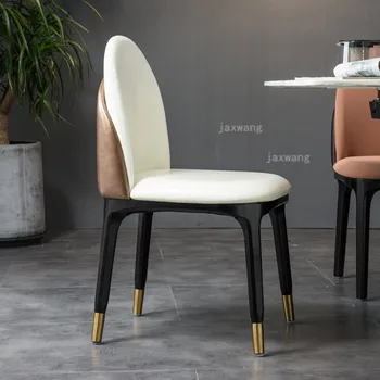 дизайнерские Роскошные Обеденные стулья для кухонной мебели, стул для приема гостей из скандинавской кожи со спинкой, Современный домашний стул для столовой