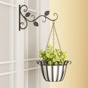 Европейский стиль Настенный цветочный горшок Опорный кронштейн Крюк Железная вешалка Держатель для растений Украшение дома на балконе